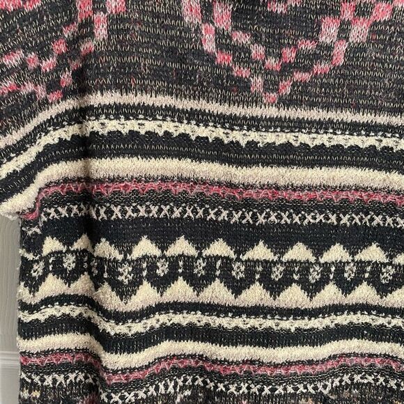Lucky Brand Womens Cowlneck Sweater L Tunic Wool Blend Fairisle Boho Oversized - Picture 10 of 10